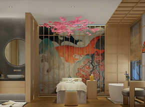 日式spa足浴会所装修设计案例效果图